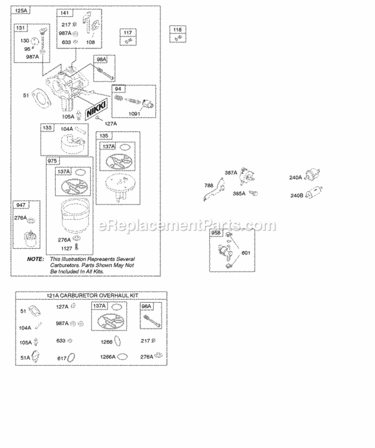 Carburetor Fuel Supply Kit-Carburetor Overhaul Diagram and Parts List for 33M777-1495-B1  Briggs and Stratton Engine
